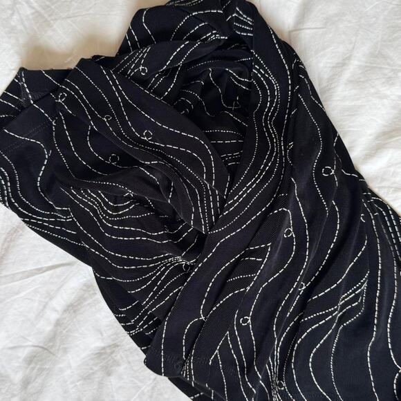 Y2k black abstract midi skirt white contrast embroidery sz med whimsigoth witchy - Picture 4 of 8